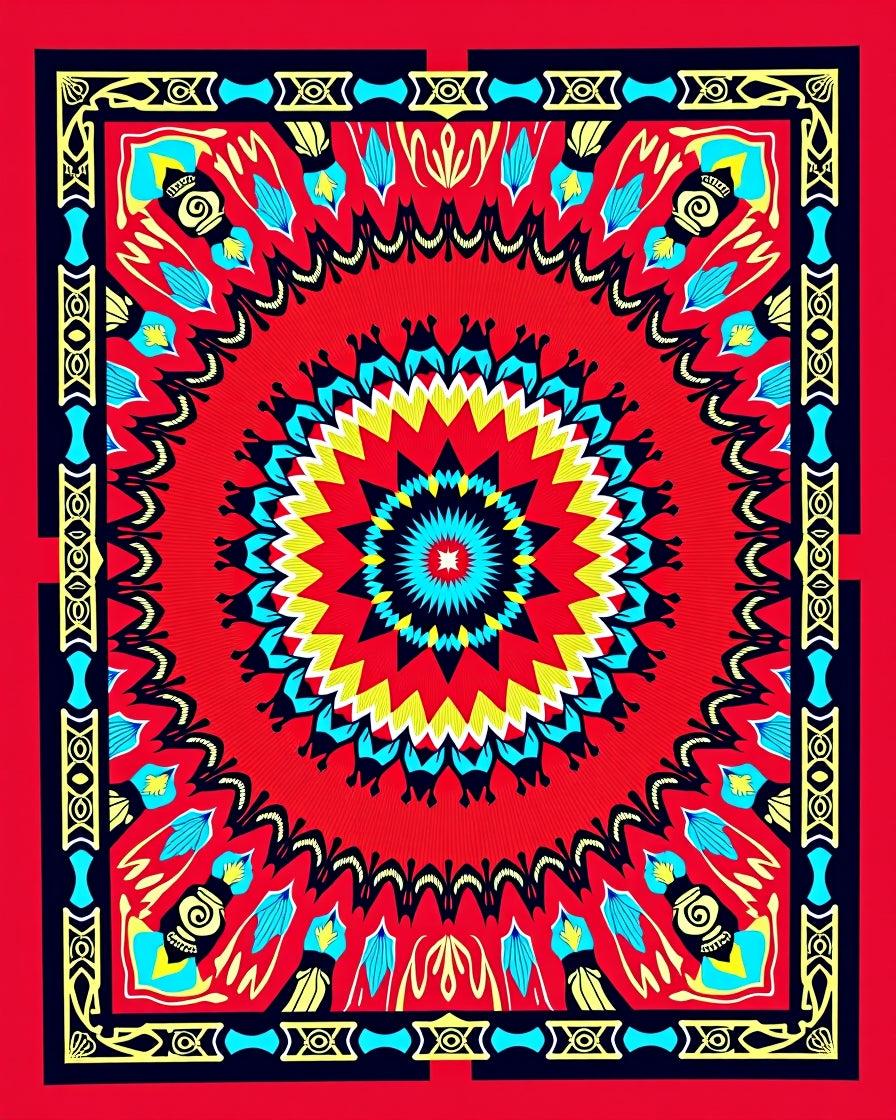 Vibrant Mandala Geometric Floral Design Rug