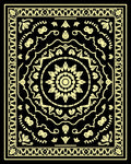 Elegant Black Gold Mandala Design Rug