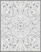 Intricate Floral Swirl Square Pattern Rug