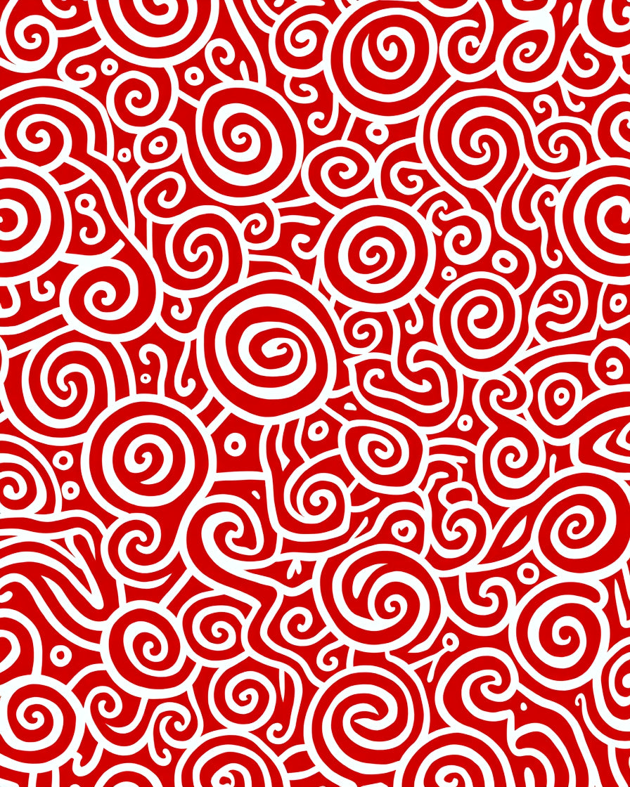 Crimson White Swirl Motion Rug