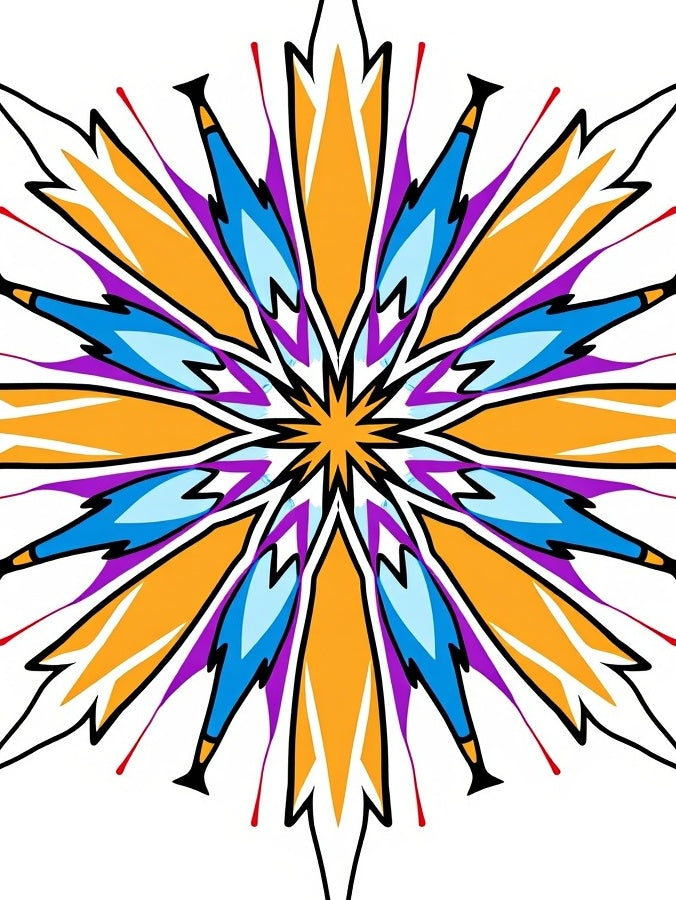 Vibrant Starburst Geometric Abstract Pattern Rug