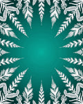 Ethereal White Ferns Teal Gradient Rug