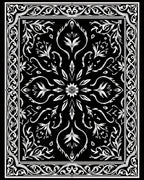Ornate Black White Floral Design Rug