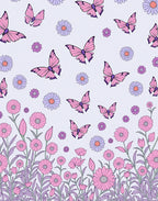 Pink Butterflies Daisy Garden Pattern Rug