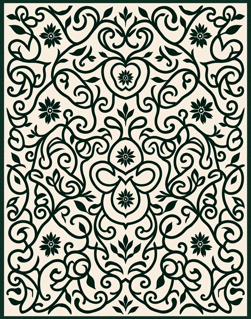 Ornate Floral Swirls Pattern Rug