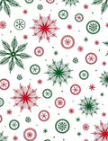 Red Green Snowflake Collage Rug