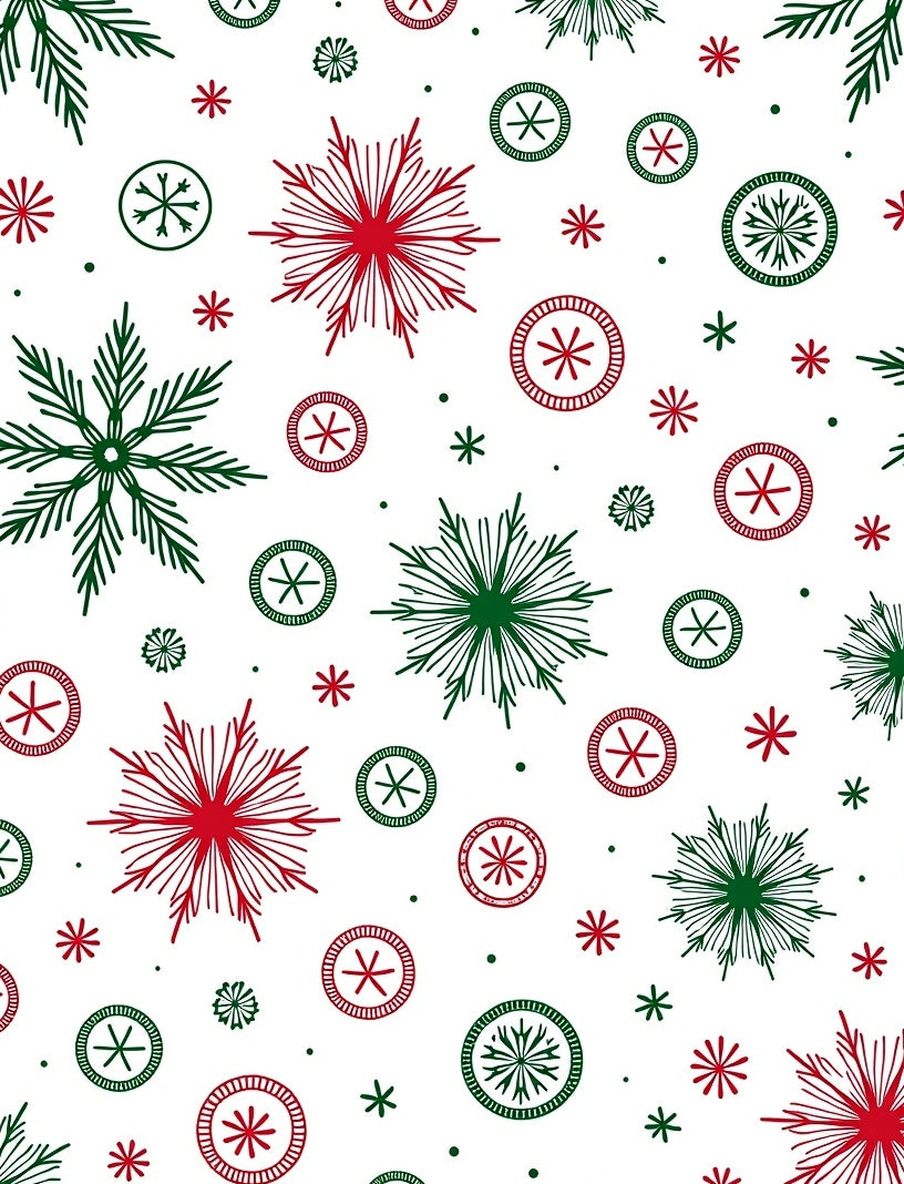 Red Green Snowflake Collage Rug