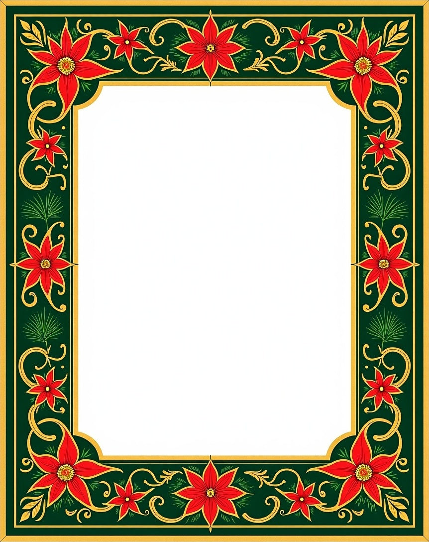 Classic Red Floral Festivity Border Design Rug