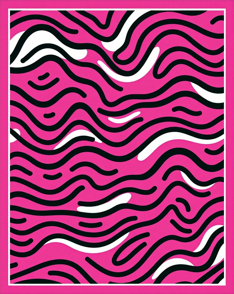 Bold Pink Abstract Swirl Pattern Rug