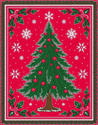 Festive Christmas Tree Snowflake Design Rug