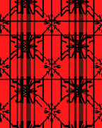 Bold Red Plaid Geometric Star Rug