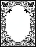Delicate Botanical Butterfly Scrollwork Rug