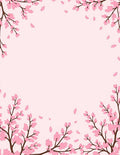 Pink Blossom Branches Falling Petals Rug