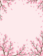 Pink Blossom Branches Falling Petals Rug