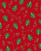 Red Botanical Branch Pattern Rug