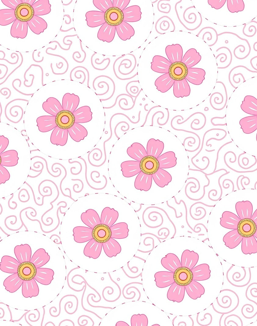 Pink Floral Swirl Pattern Rug