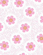Pink Floral Swirl Pattern Rug