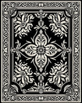 Classic Floral Medallion Black And White Rug