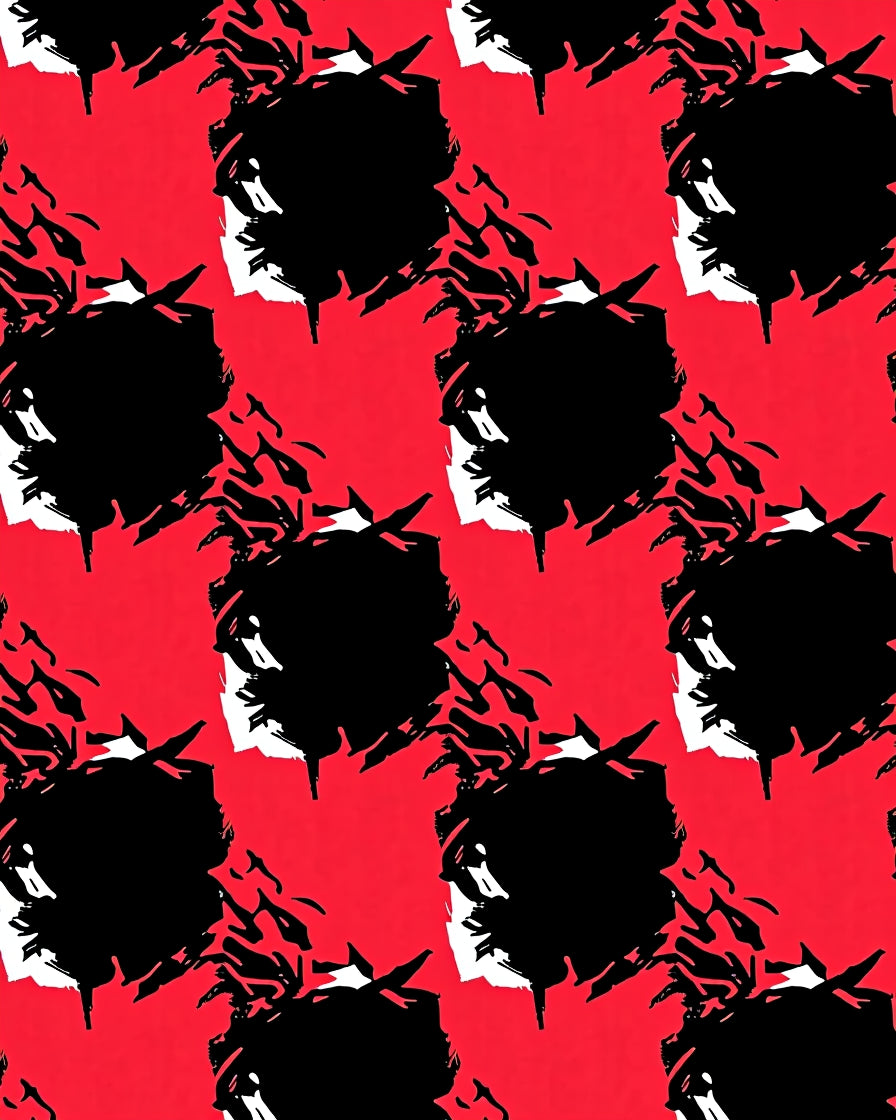 Bold Red Black Abstract Squares Rug