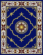 Royal Blue Gold Ornamental Medallion Rug