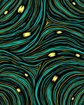 Abstract Teal Yellow Wave Pattern Rug
