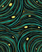 Abstract Teal Yellow Wave Pattern Rug