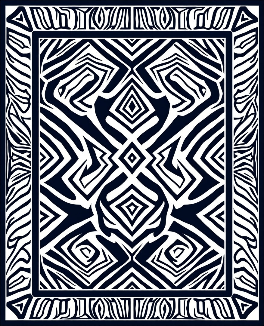 Bold Geometric Zebra Stripe Pattern Rug