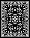 Ornate Black White Floral Vine Rug