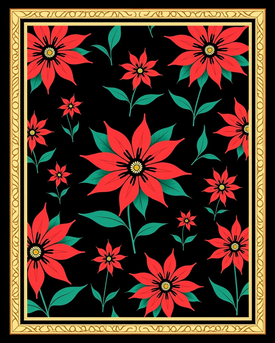 Bold Red Floral Garden Rug