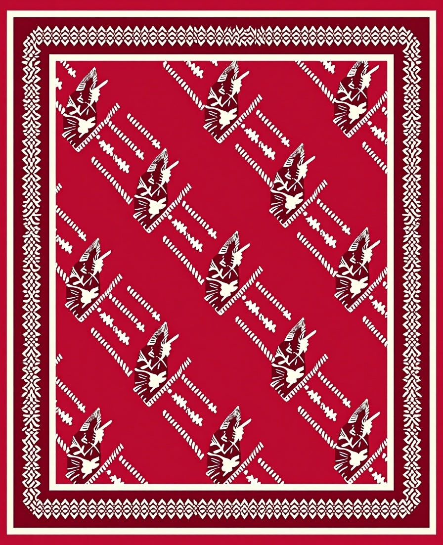 Red White Abstract Figure Pattern Rug