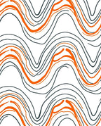 Organic Orange And Grey Wave Pattern Rug