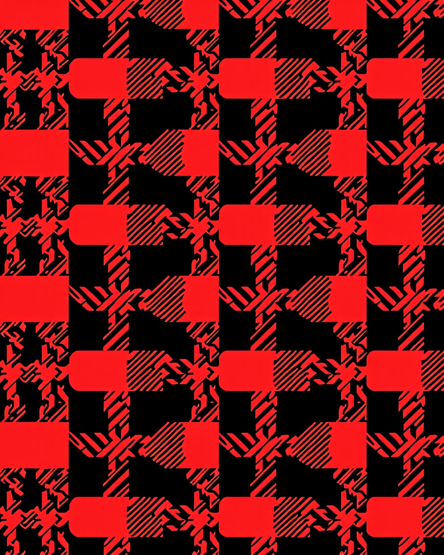 Bold Red Black Plaid Pattern Design Rug