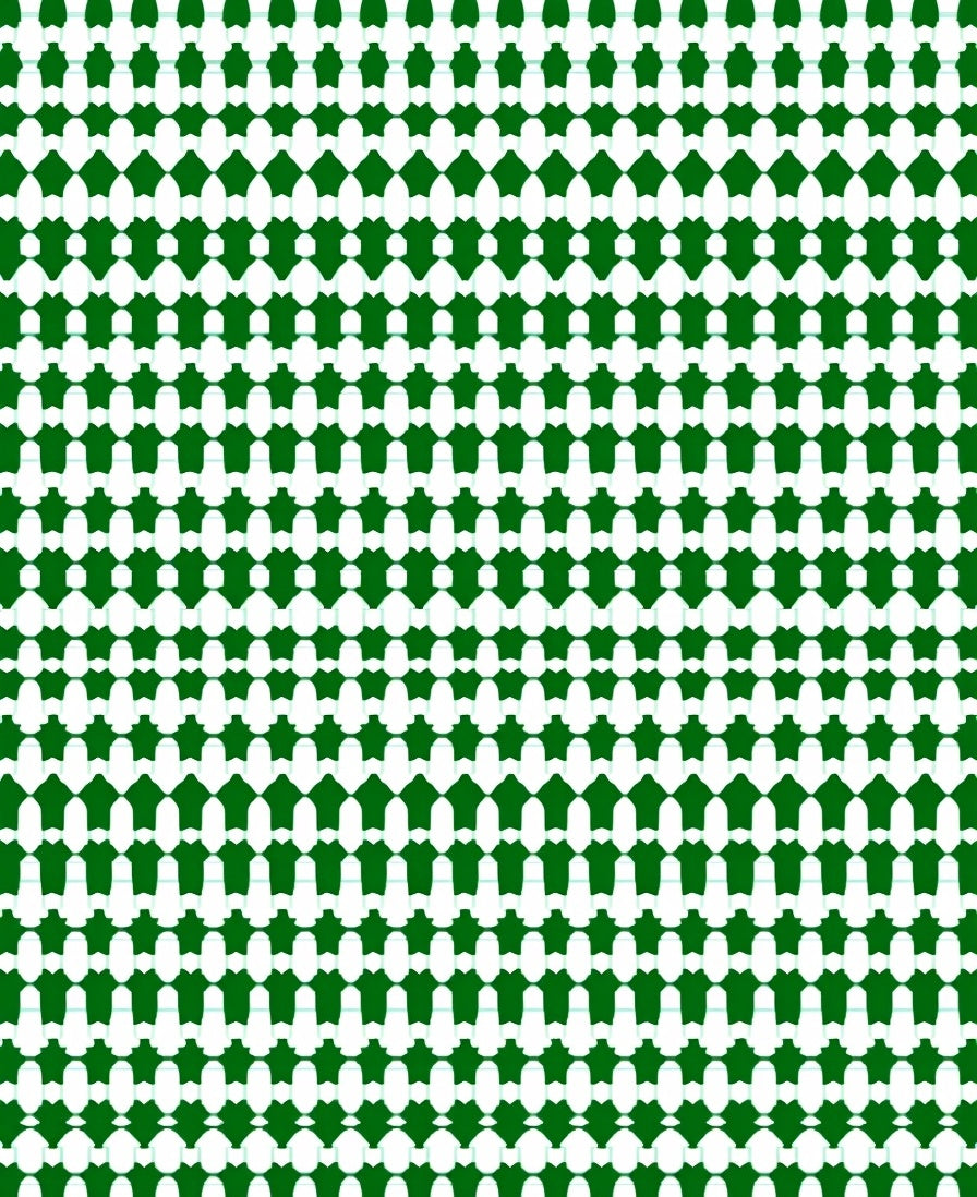 Geometric Pattern Green White Repeat Rug