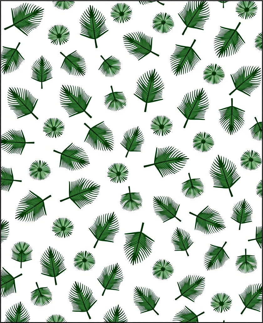 Tropical Green Leaf Patterned Rug