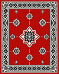Intricate Geometric Red Black Design Rug