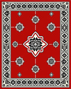 Intricate Geometric Red Black Design Rug