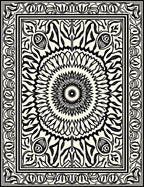 Black and White Mandala Scrollwork Rug