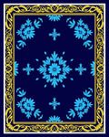 Blue Floral Medallion Border Design Rug