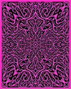 Intricate Pink And Black Abstract Design Rug