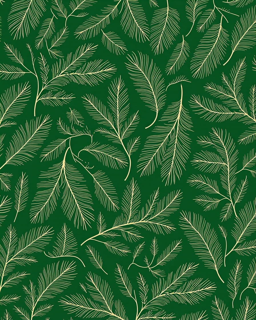 Forest Green Pine Branch Pattern Rug