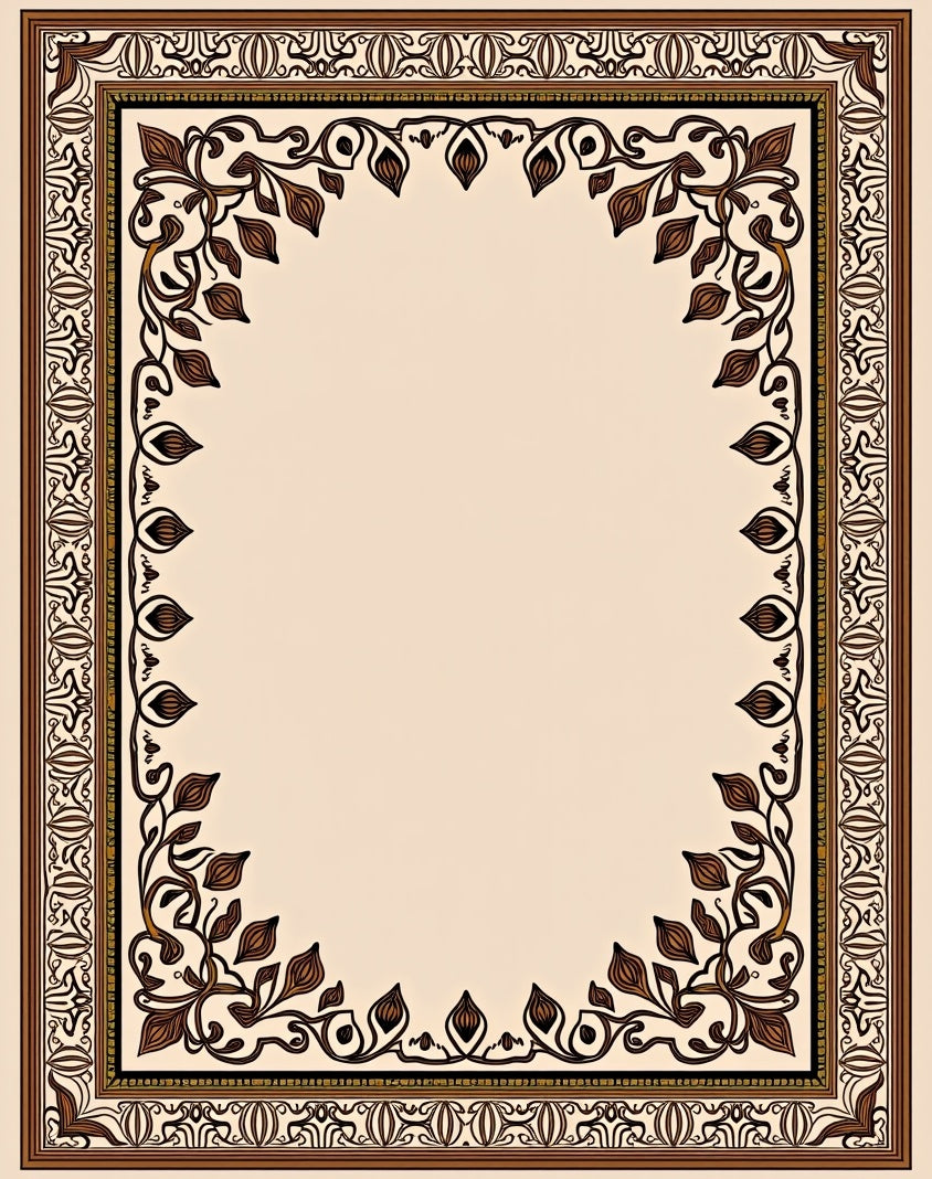 Antique Floral Vine Border Design Rug
