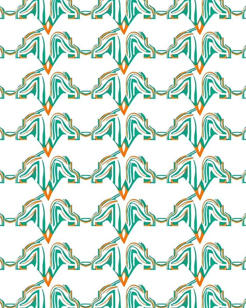 Modern Teal Orange Geometric Pattern Rug