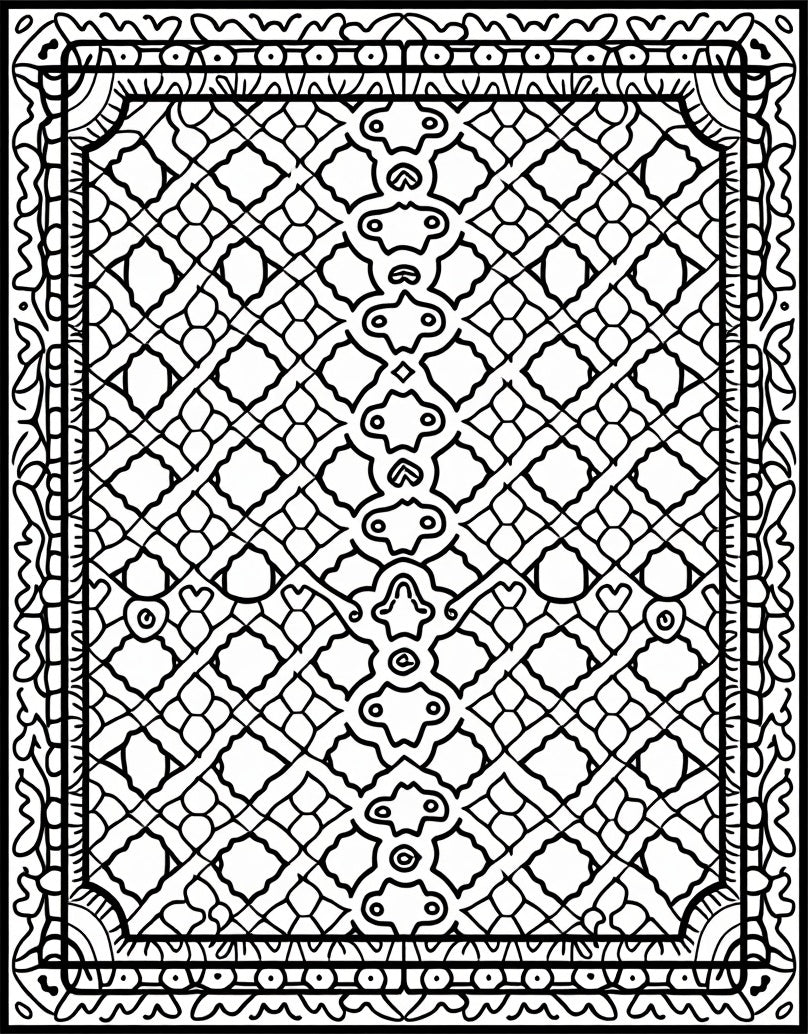 Intricate Geometric Diamond Pattern Rug