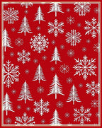 Red Snowflake Tree Pattern Rug