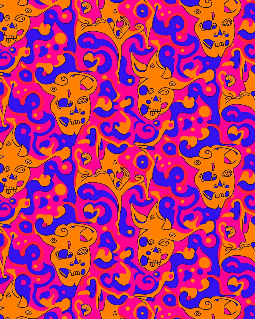 Whimsical Skull Psychedelic Pattern Rug