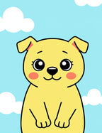 Cute Yellow Dog Clouds Design Rug