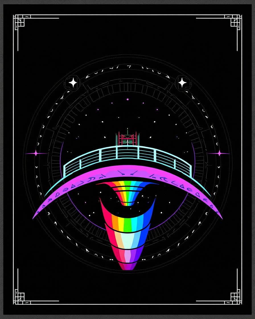 Mysterious Cosmic Rainbow Geometric Pattern Rug