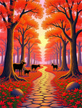 Enchanting Forest Path Autumn Vista Rug