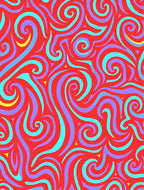 Swirling Abstract Red Turquoise Purple Pattern Rug