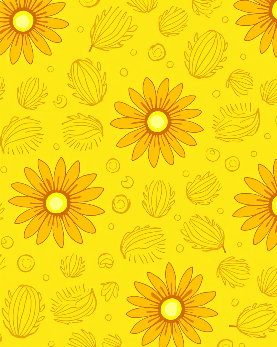 Cheery Yellow Daisy Floral Pattern Rug